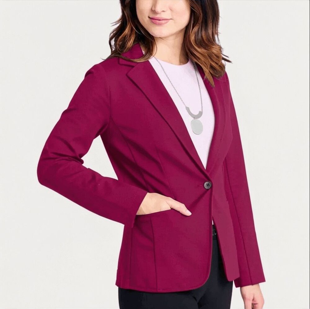New Betabrand Fig Jam Transcendent Ponte Stretch Blazer XSmall